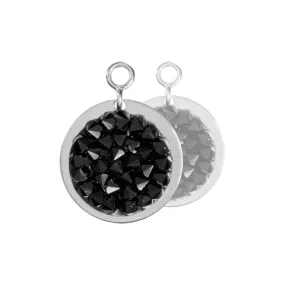 Black Rock Crystal Earring Coins - EAC2031S