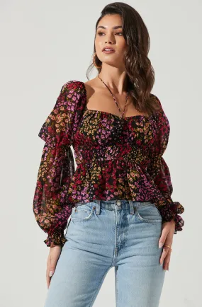 Bloomfield Floral Halter Long Sleeve Top