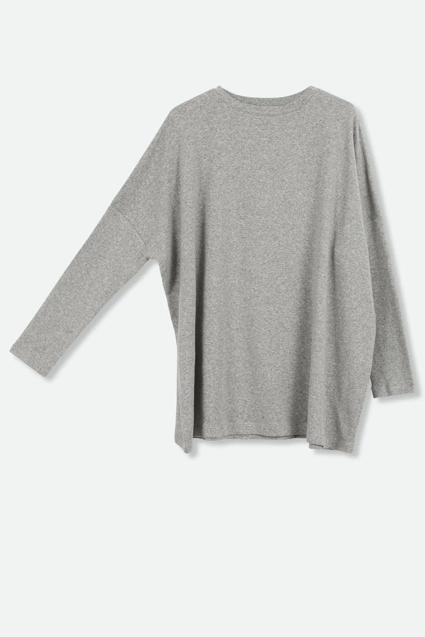 BOYFRIEND RELAXED-FIT ONE-SIZE LONG SLEEVE CREW IN HEATHER PIMA COTTON STRETCH