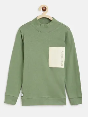 Boys Olive Patch Pocket Sweatshirt