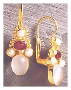 Brighton Moonstone, Garnet and Pearl Earrings