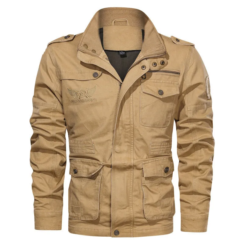 Casual Cotton Wash Solid Color Men Jacket