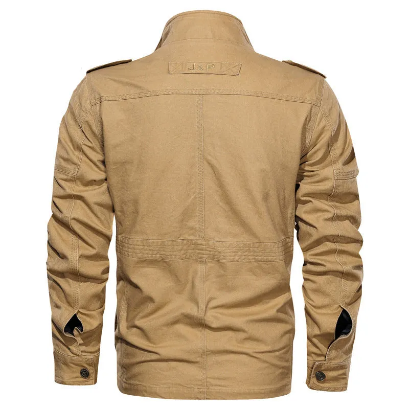 Casual Cotton Wash Solid Color Men Jacket