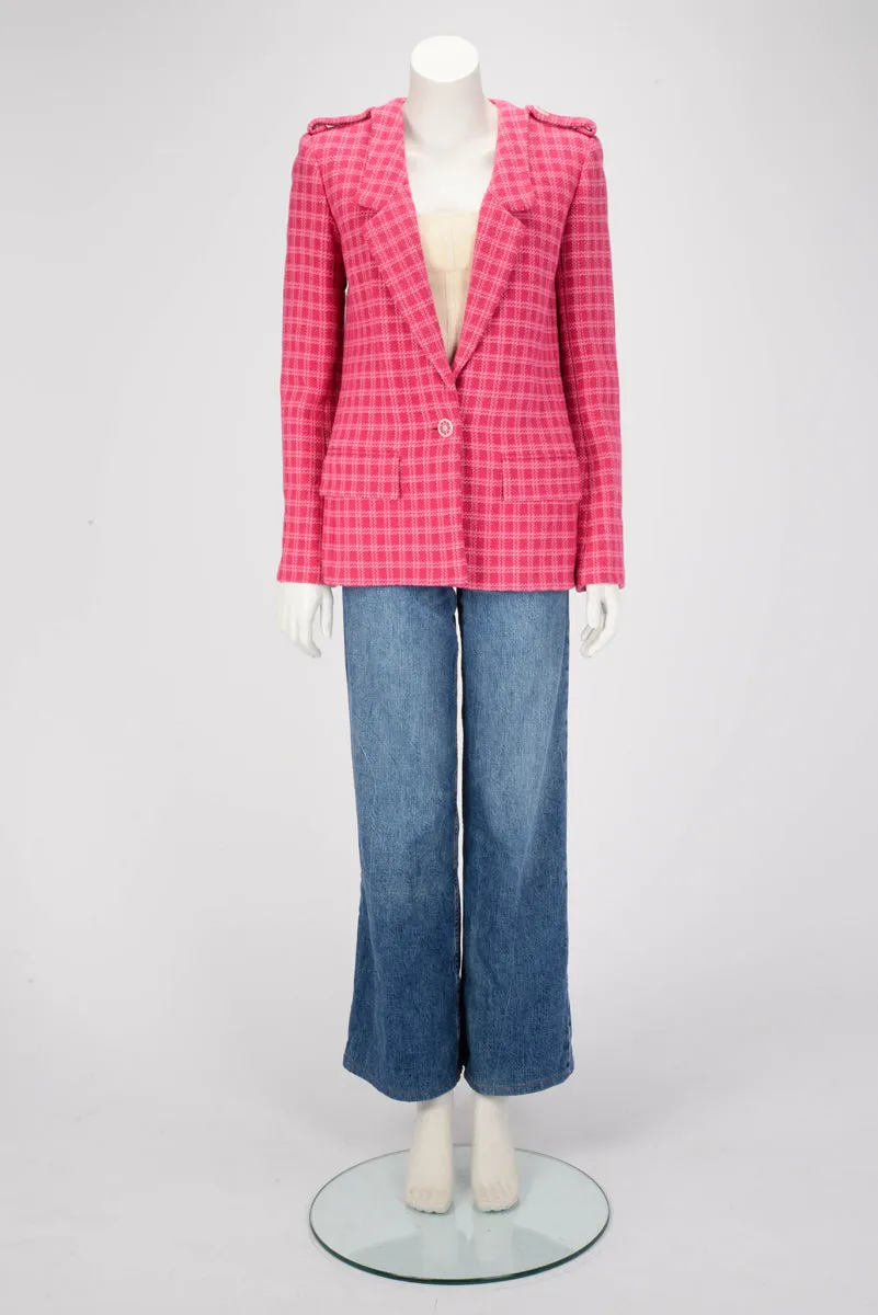 Chanel Fuchsia Check Tweed Oversized Blazer