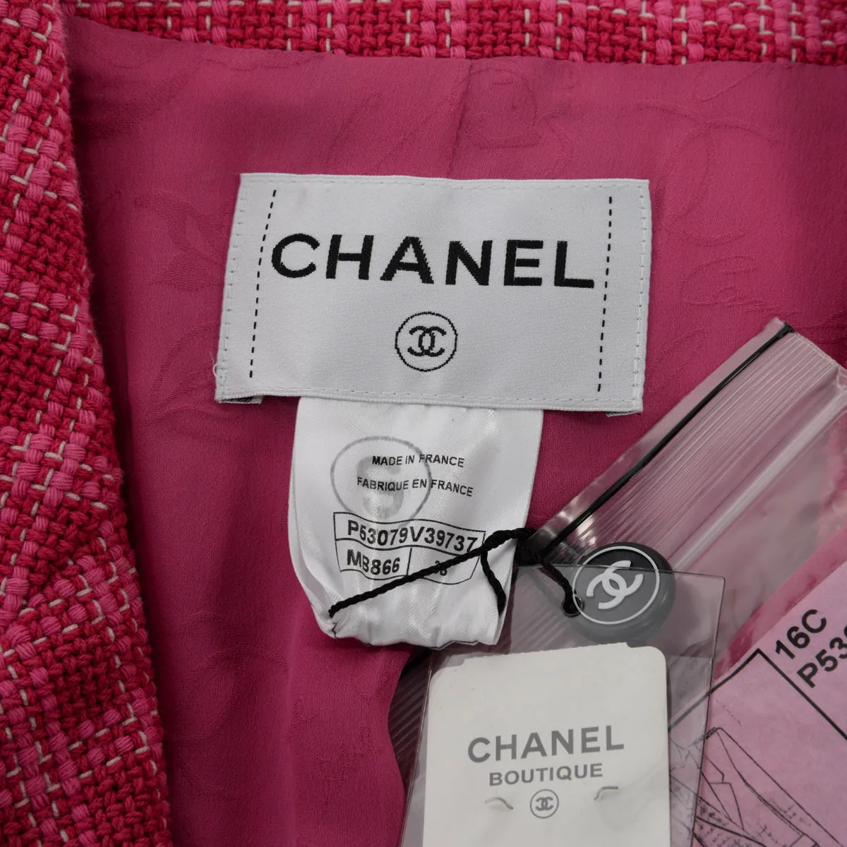 Chanel Fuchsia Check Tweed Oversized Blazer