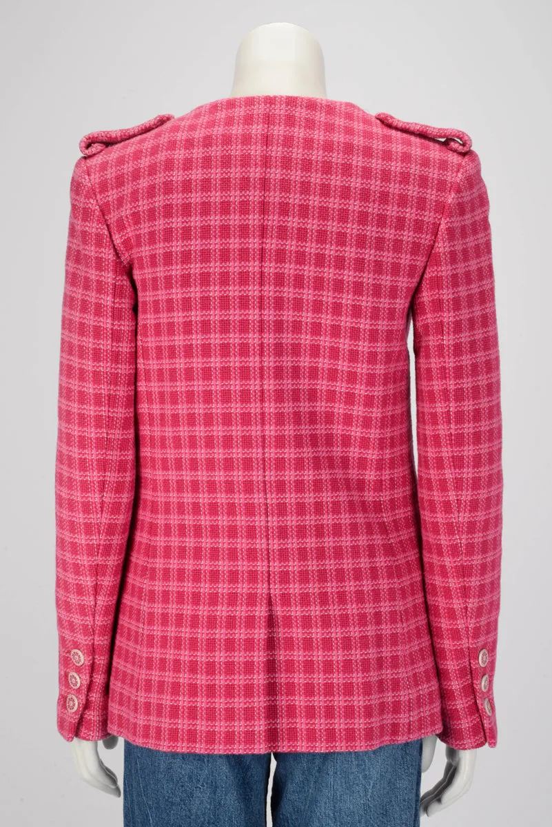 Chanel Fuchsia Check Tweed Oversized Blazer