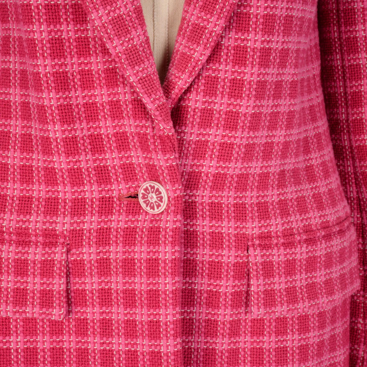 Chanel Fuchsia Check Tweed Oversized Blazer