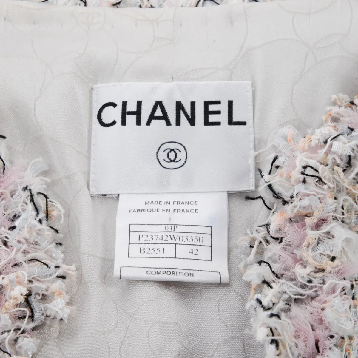 Chanel Pastel Fantasy Tweed Fringed Skirt Suit FR 42