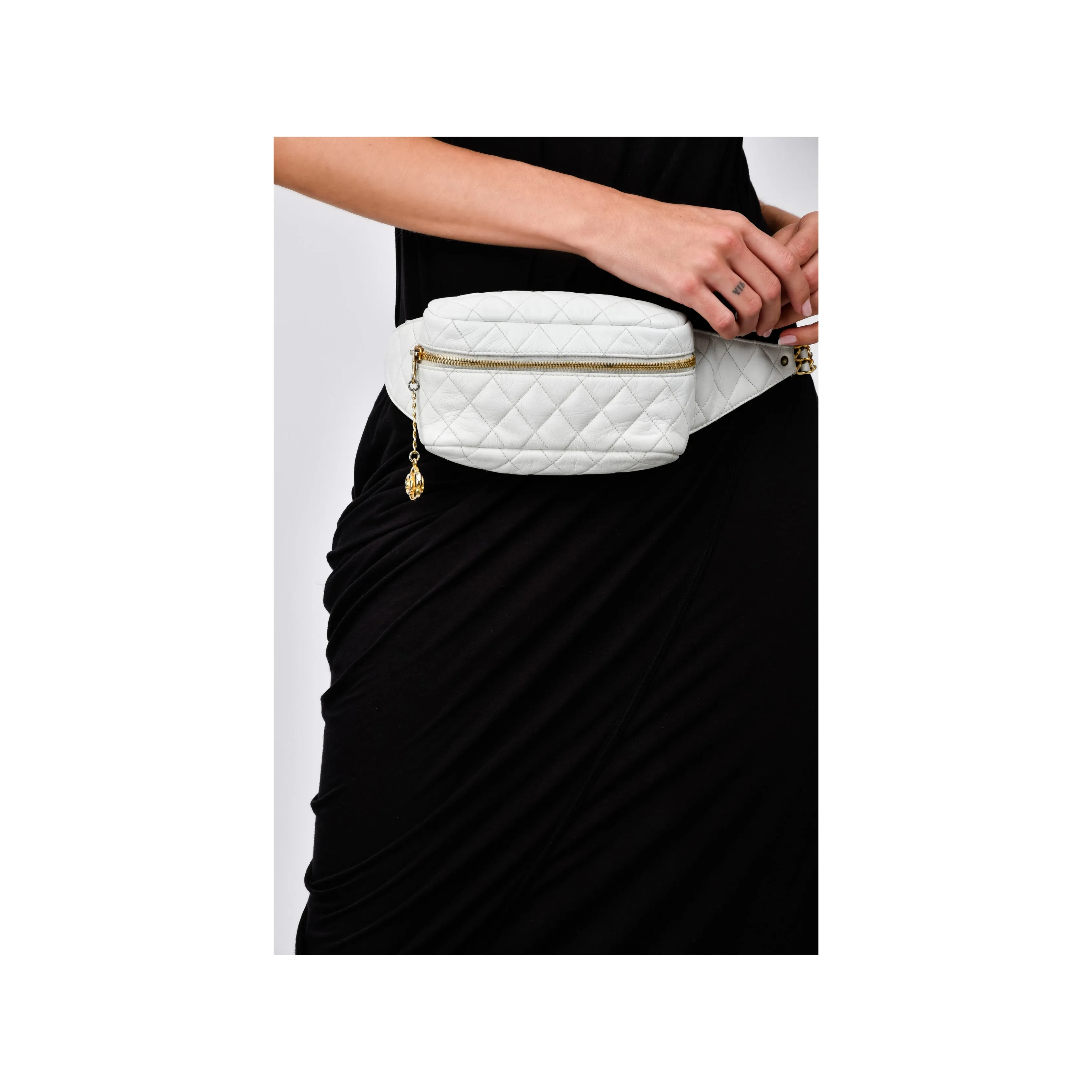 Chanel White Quilted Belt Bag - '90s