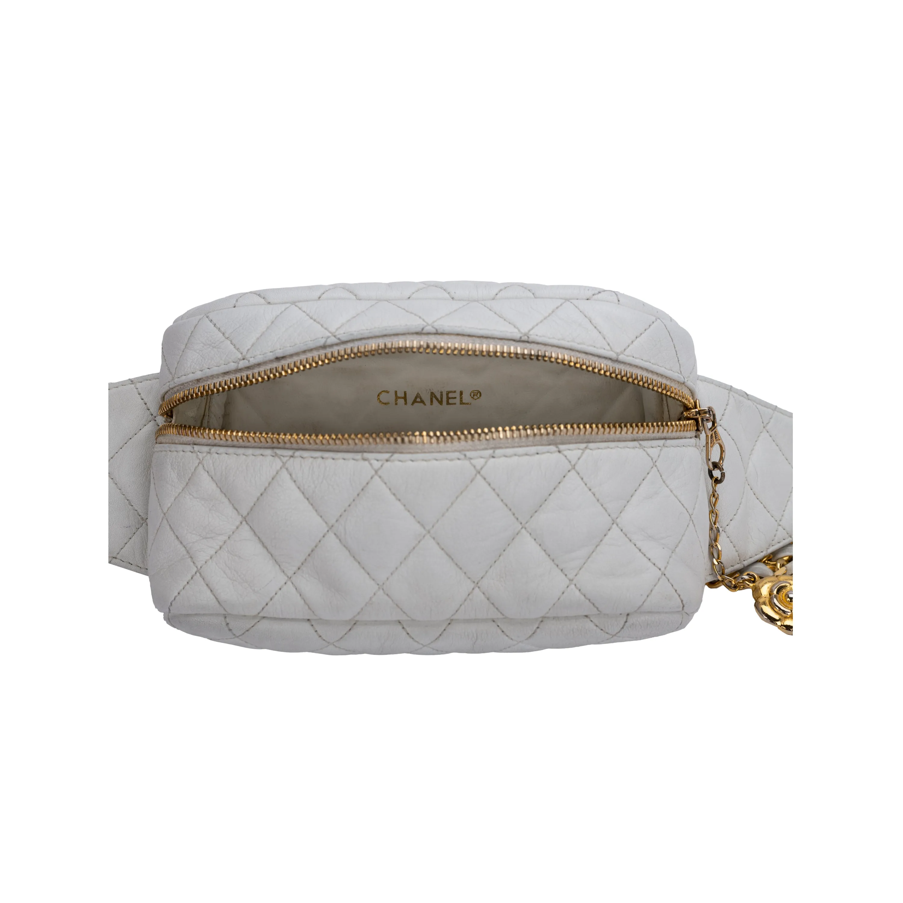 Chanel White Quilted Belt Bag - '90s