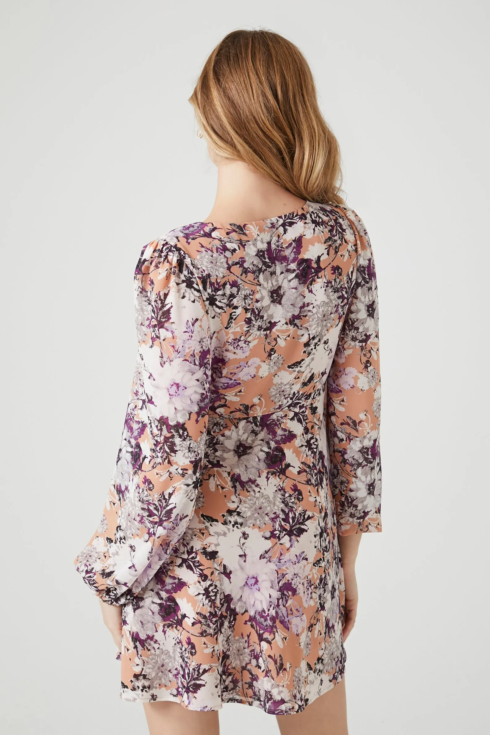 Chiffon Floral Flounce Mini Dress