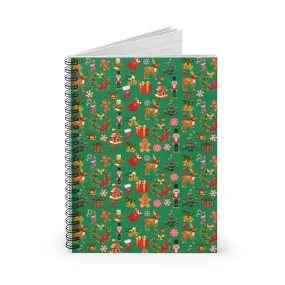 Christmas Joy Holiday Green Spiral Journal - Ruled Line