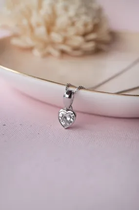 Classic Heart Bezel Solitaire Sterling Silver Pendant