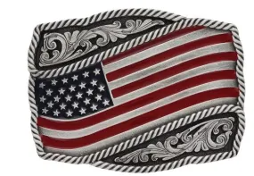 Classic Painted Waving American Flag Attitude Buckle