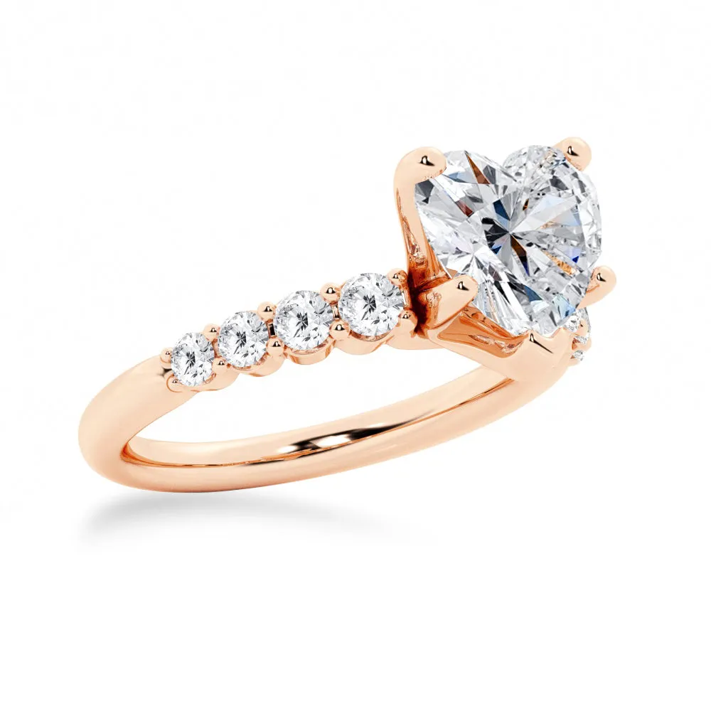 Classic Shared-Prong Heart Shaped Moissanite Engagement Ring