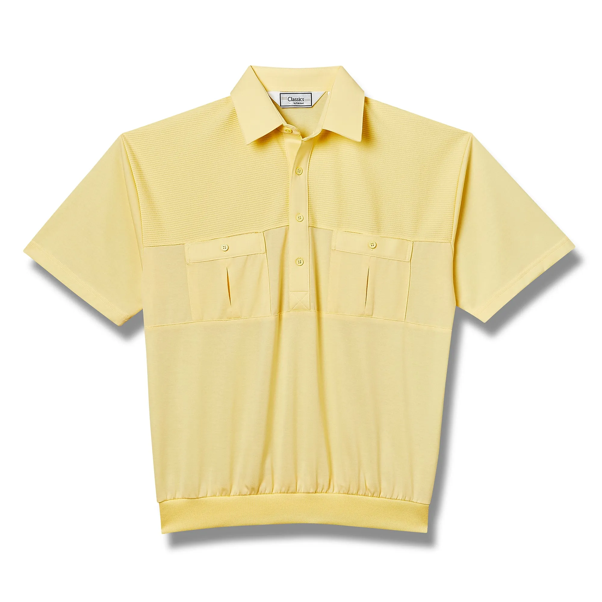 Classics by Palmland Two Pocket Knit Short Sleeve Banded Bottom Shirt Yellow 6010-656