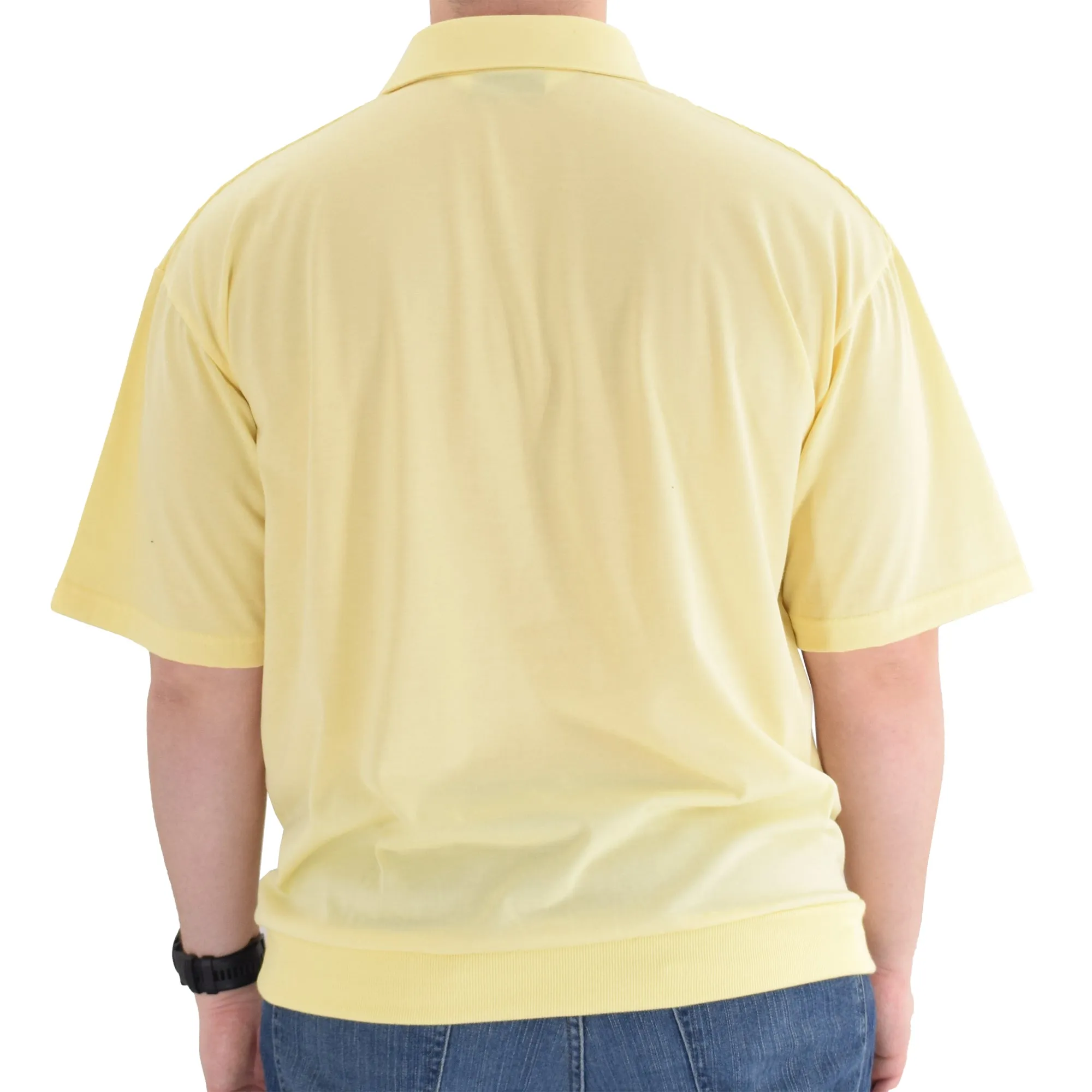 Classics by Palmland Two Pocket Knit Short Sleeve Banded Bottom Shirt Yellow 6010-656