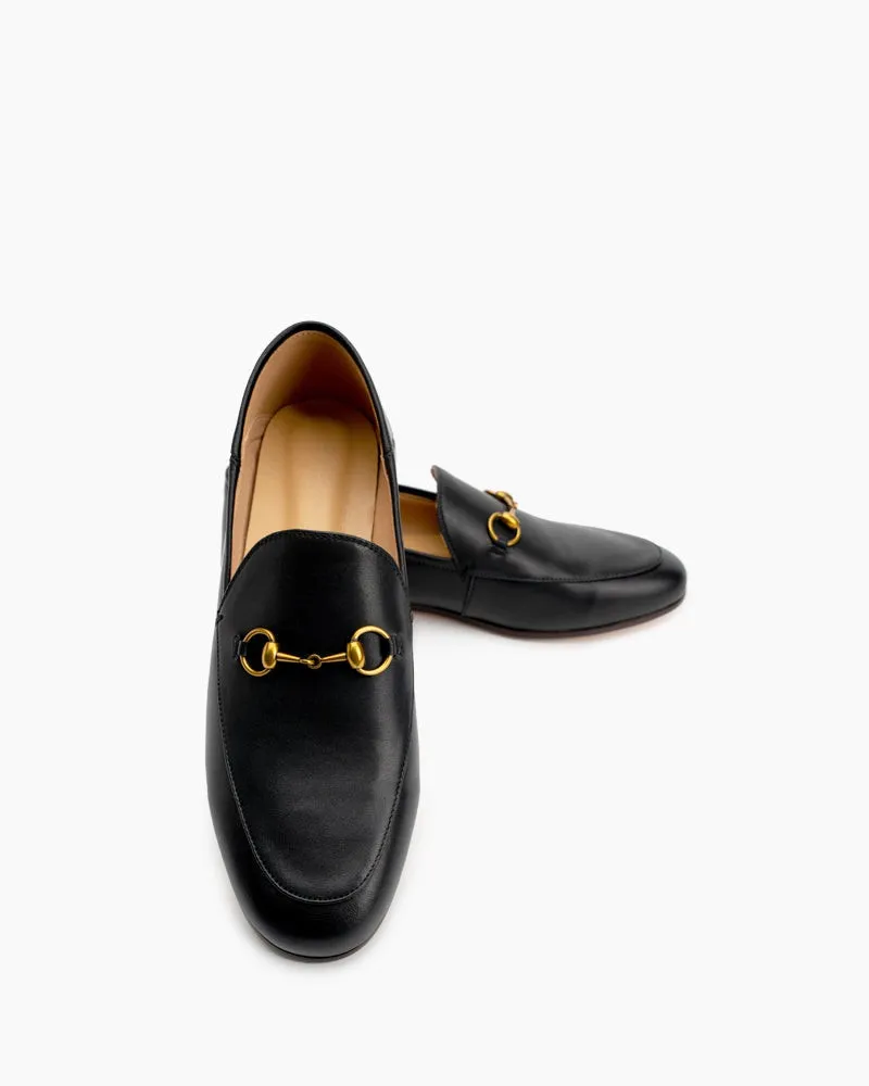 (Clean Up) Classic Metal Buckle Leather Loafers