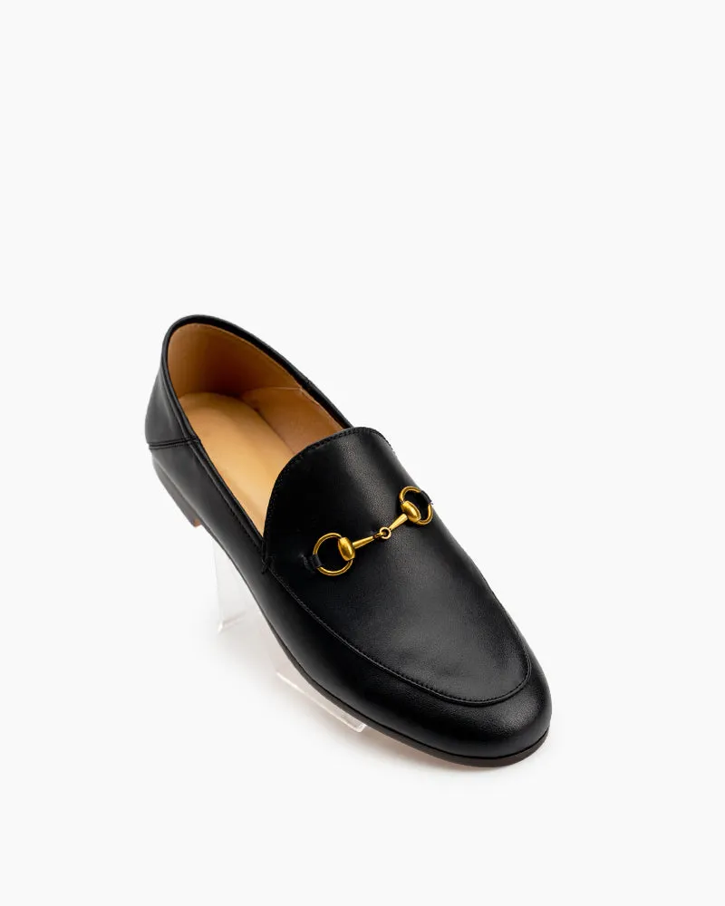 (Clean Up) Classic Metal Buckle Leather Loafers