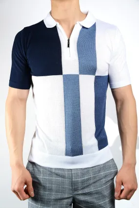 Colorblock Zip Knit Polo