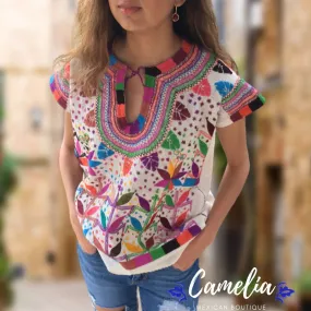 Corn Motif Mexican Blouse Sleeveless