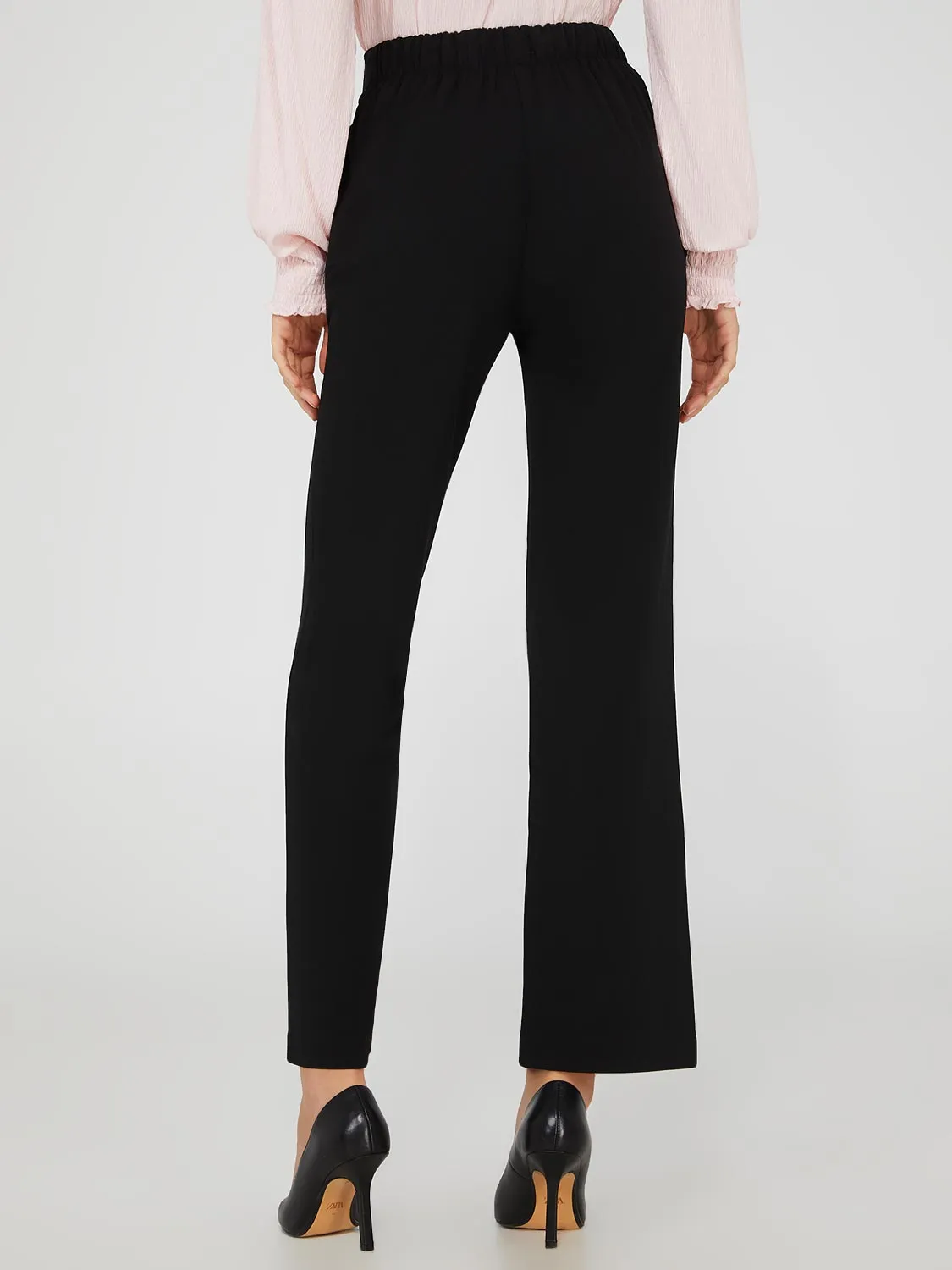 Crepe High-Waisted Sash Belt Pants