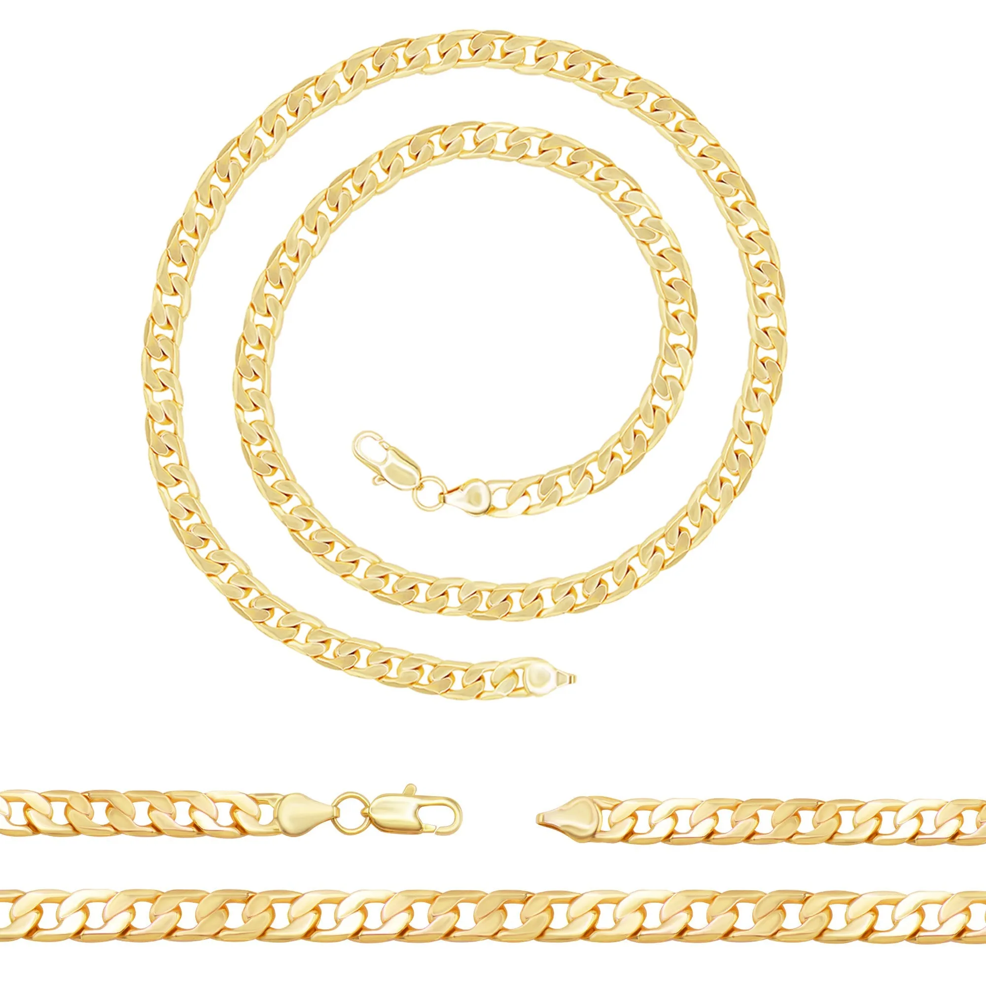 Cuban Link Chain 14K Gold Filled Necklace 24" Lobster Claw Clasp Jewelry Gift for Men 6 mm 8 mm