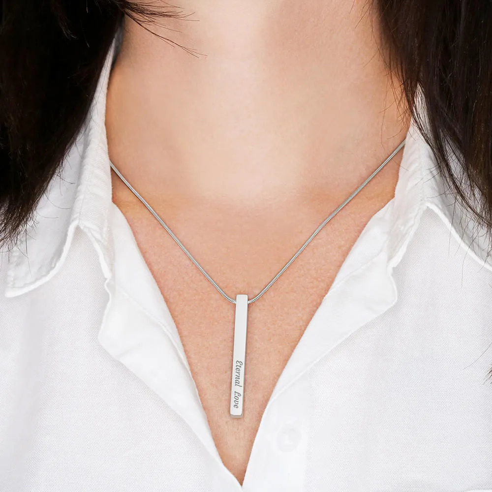 Custom 4 Sided Stick Bar Necklace -Custom Your Name, Date, Place, Memories