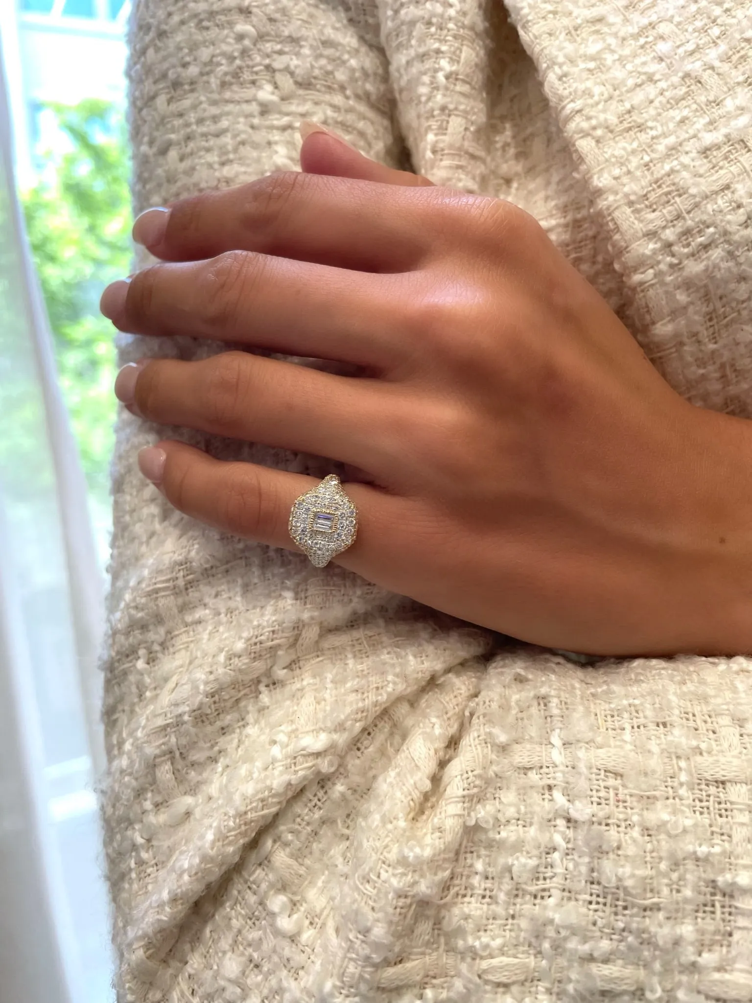 Diamond Baguette Pavé Pinky Ring