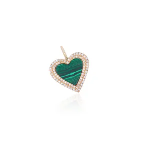 Double Diamond Malachite Heart Charm