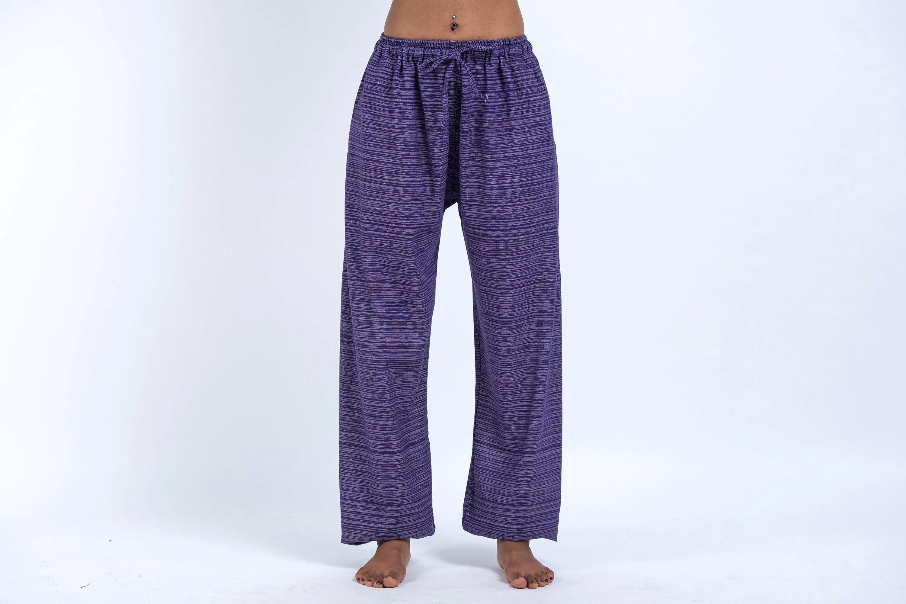 Drawstring Pinstripe Women's Pants in Violet