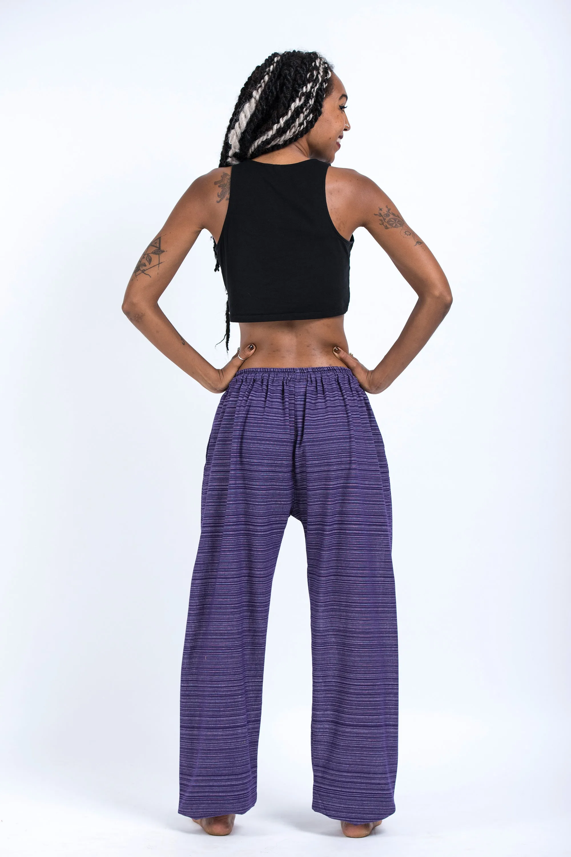 Drawstring Pinstripe Women's Pants in Violet