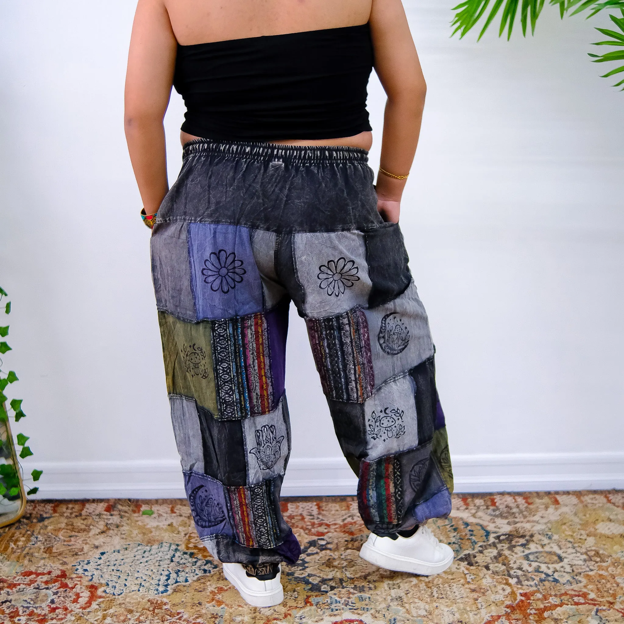 Earth tone Handwoven Patchwork Joggers