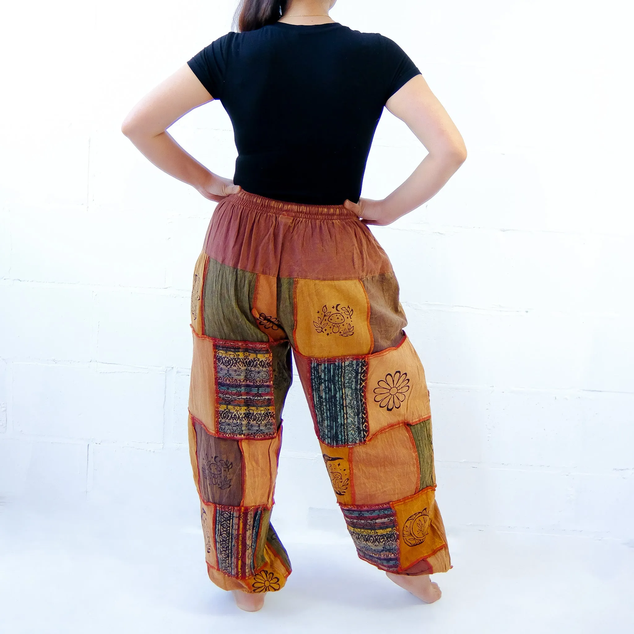 Earth tone Handwoven Patchwork Joggers