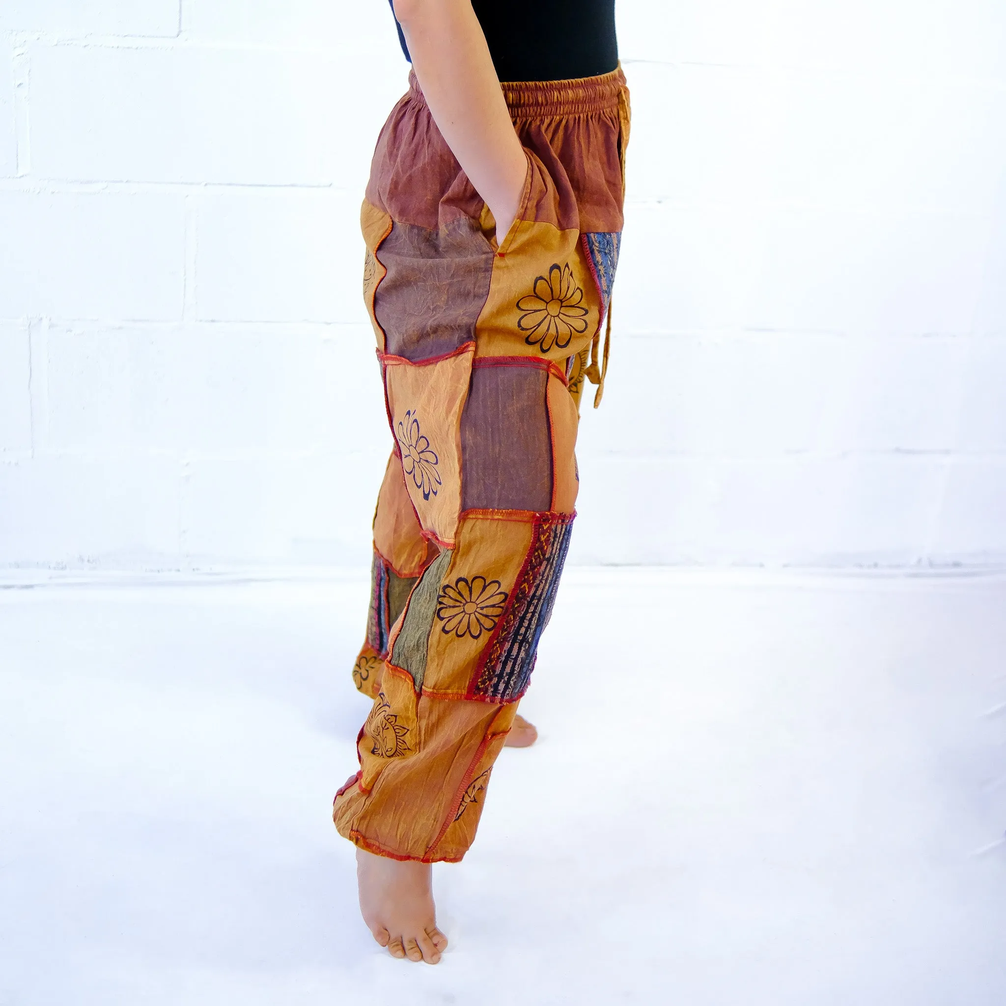 Earth tone Handwoven Patchwork Joggers