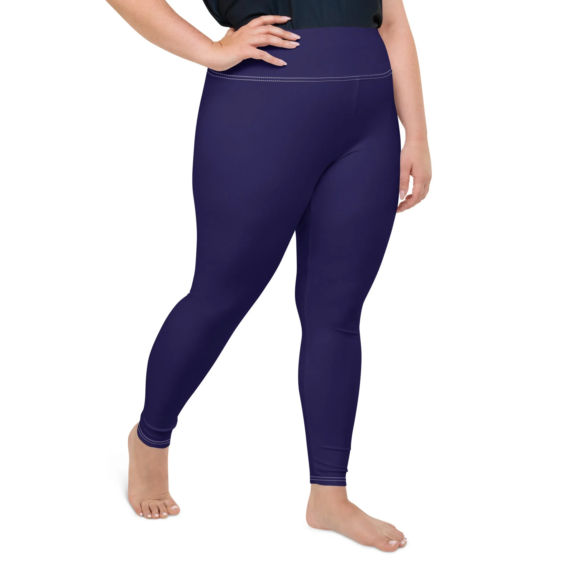 Elevate Your Workout: Women's Plus Size Solid Yoga Leggings - Midnight Blue