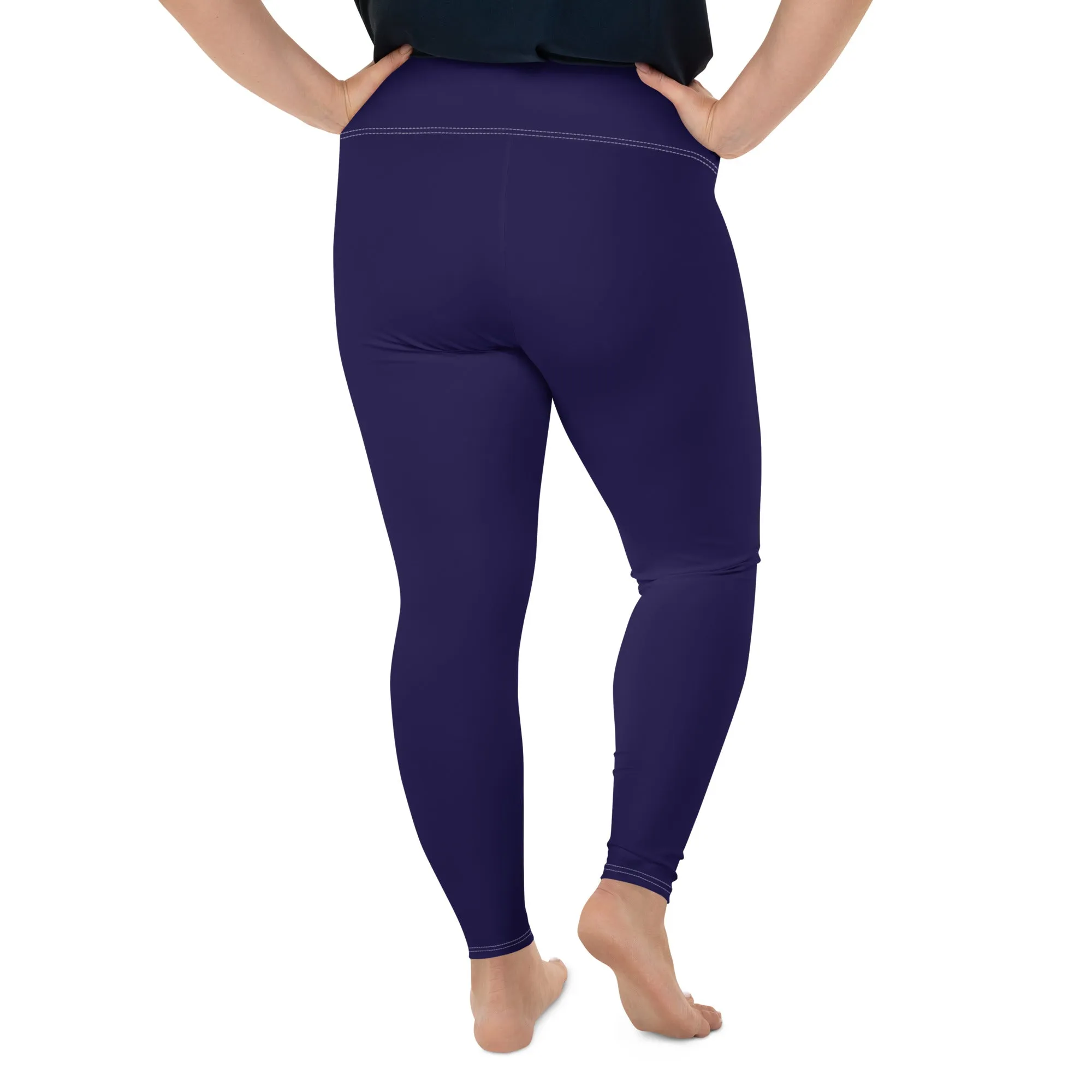 Elevate Your Workout: Women's Plus Size Solid Yoga Leggings - Midnight Blue