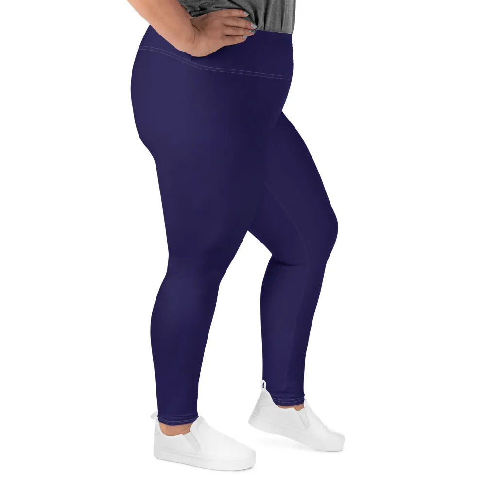 Elevate Your Workout: Women's Plus Size Solid Yoga Leggings - Midnight Blue