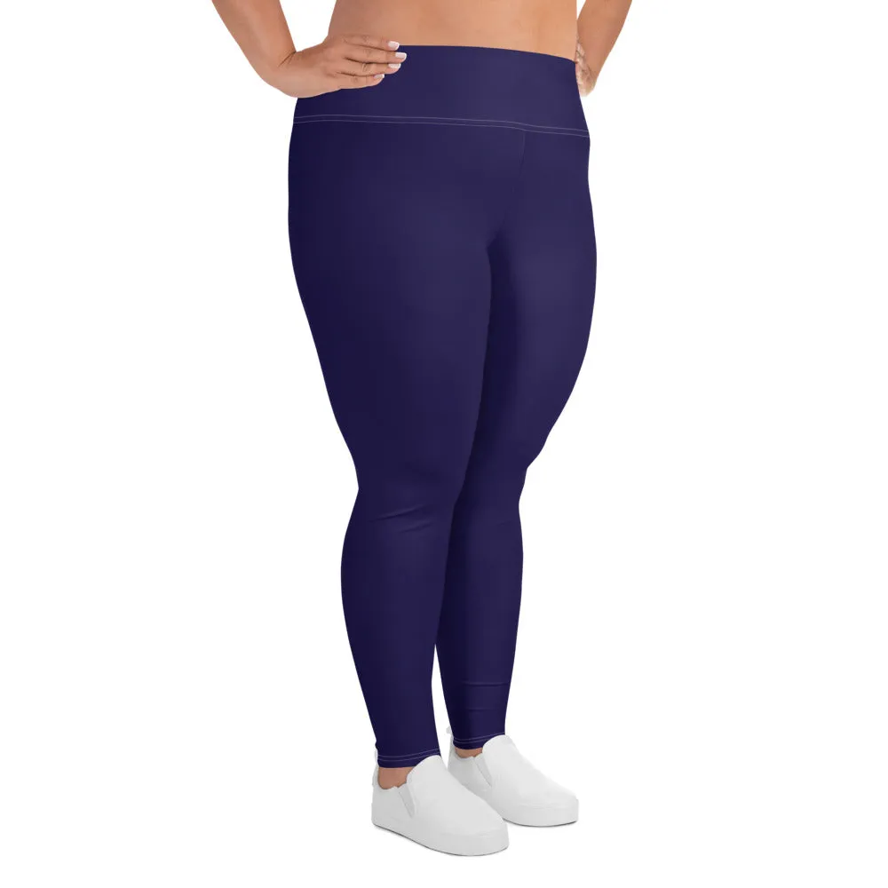 Elevate Your Workout: Women's Plus Size Solid Yoga Leggings - Midnight Blue