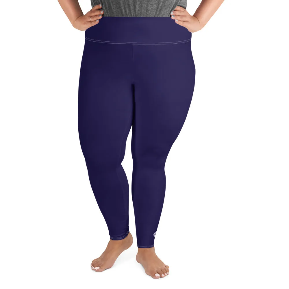 Elevate Your Workout: Women's Plus Size Solid Yoga Leggings - Midnight Blue