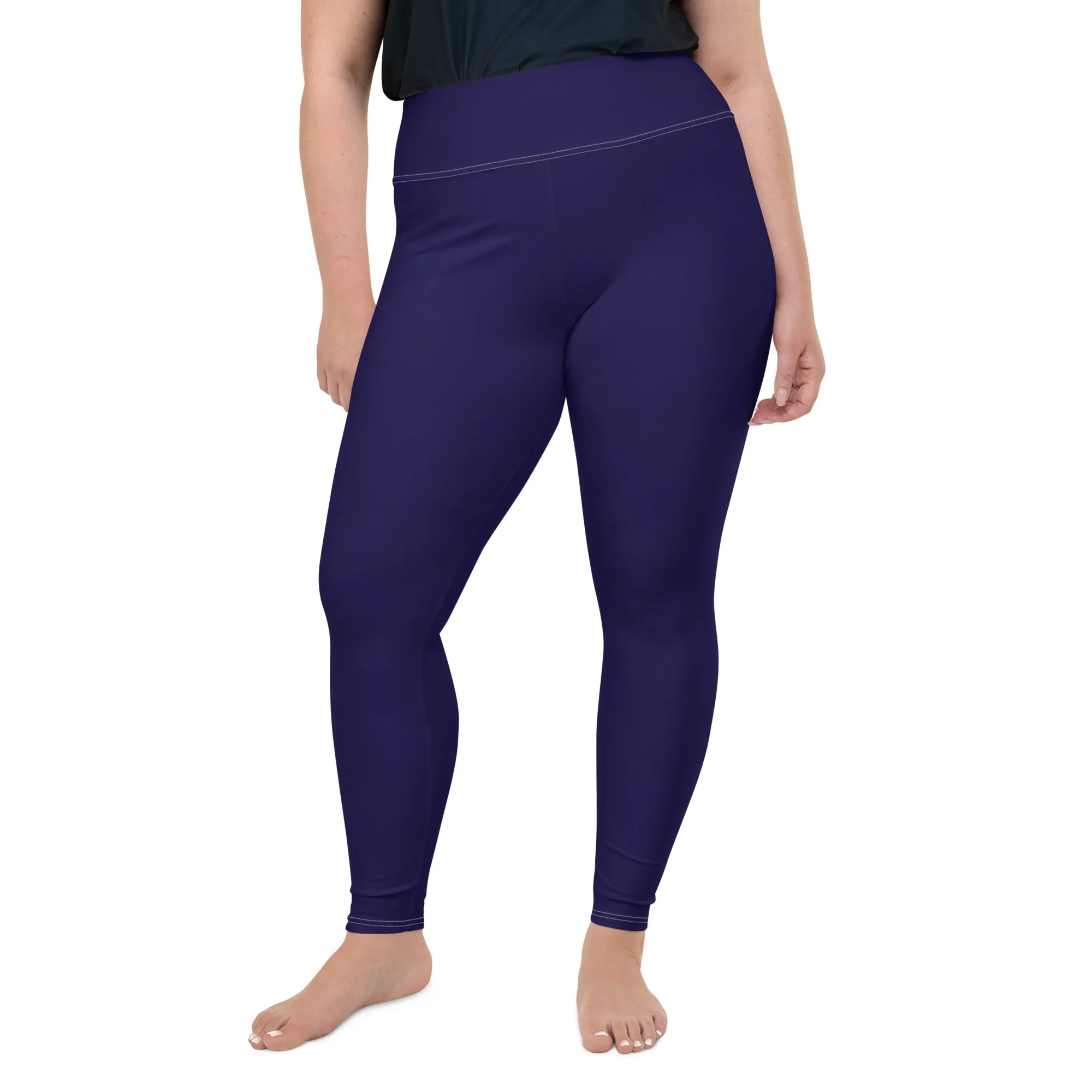 Elevate Your Workout: Women's Plus Size Solid Yoga Leggings - Midnight Blue