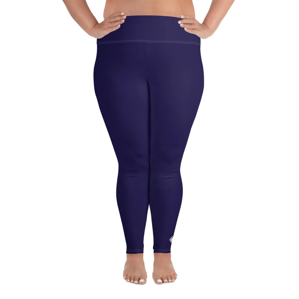 Elevate Your Workout: Women's Plus Size Solid Yoga Leggings - Midnight Blue