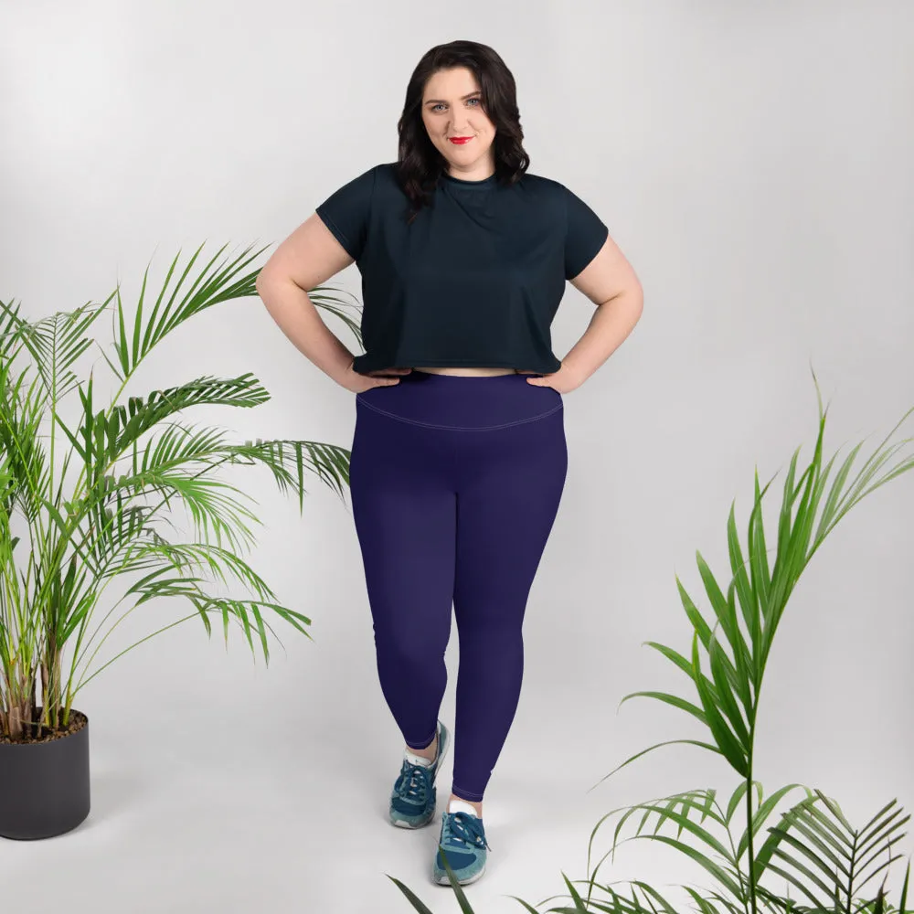 Elevate Your Workout: Women's Plus Size Solid Yoga Leggings - Midnight Blue