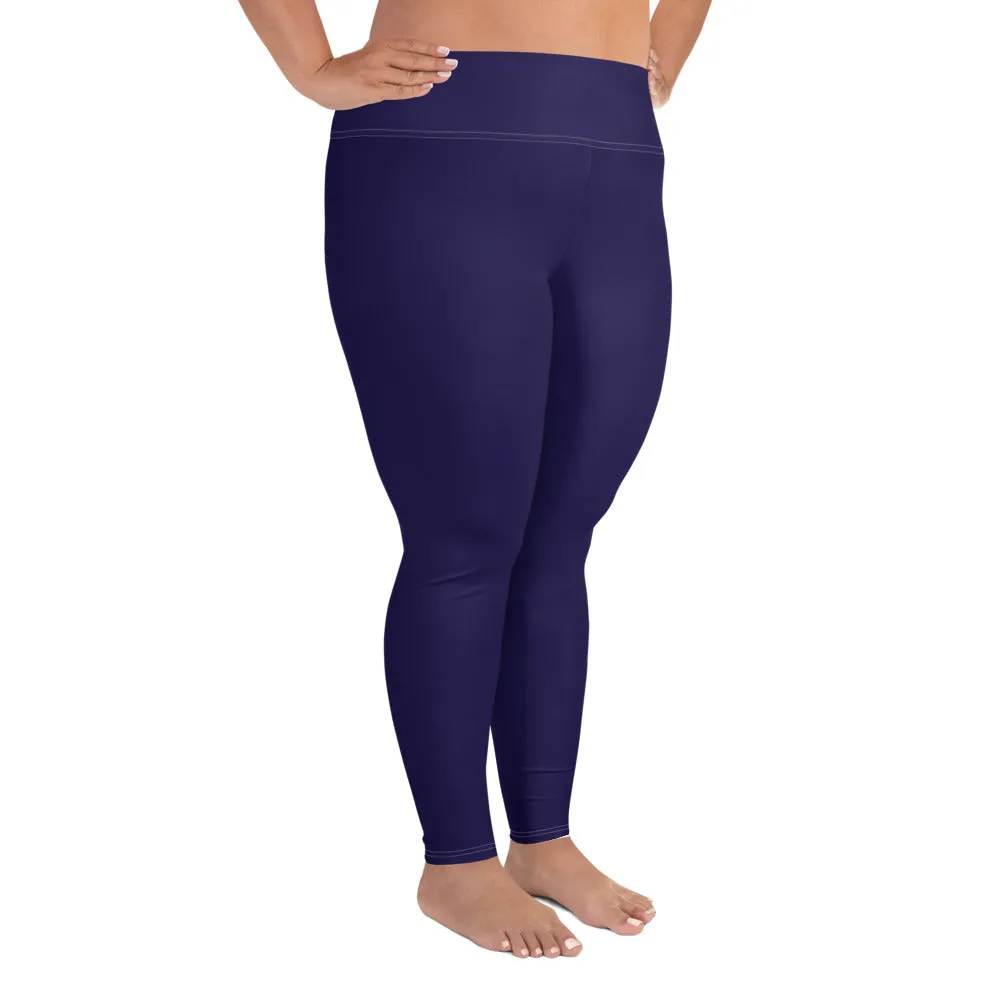 Elevate Your Workout: Women's Plus Size Solid Yoga Leggings - Midnight Blue