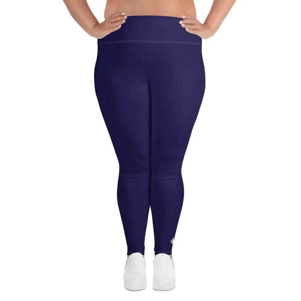 Elevate Your Workout: Women's Plus Size Solid Yoga Leggings - Midnight Blue