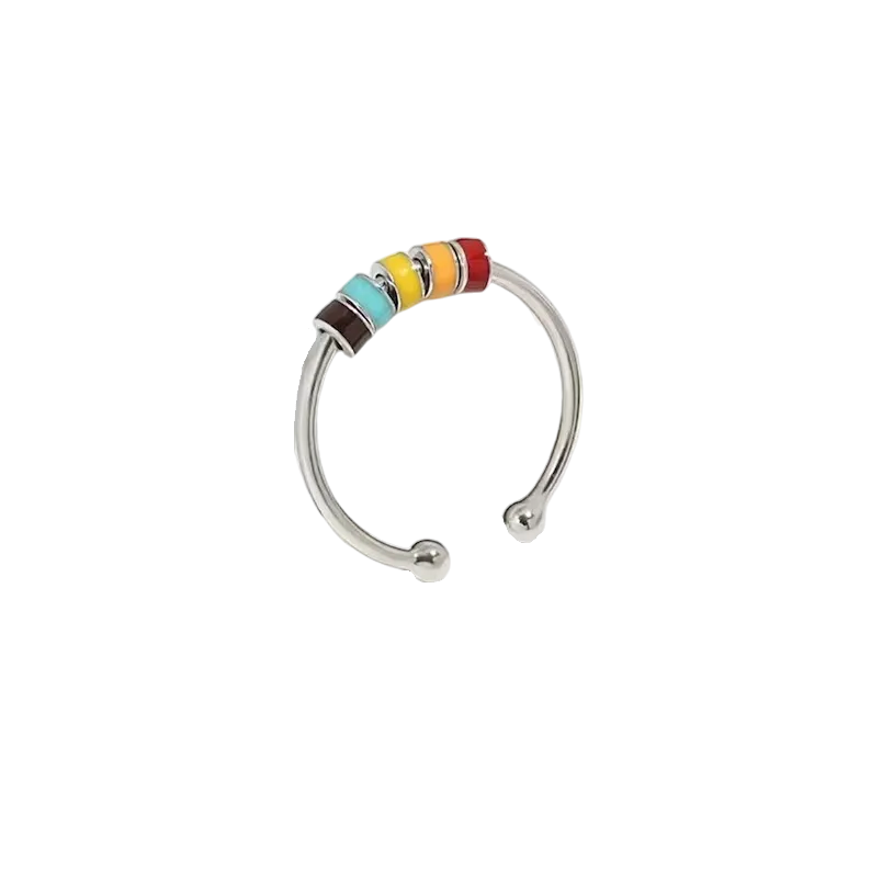 Enamel Bead Spinning Fidget Ring