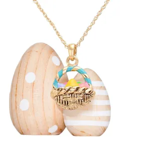 Enamel Easter Egg Basket Pendant Necklace