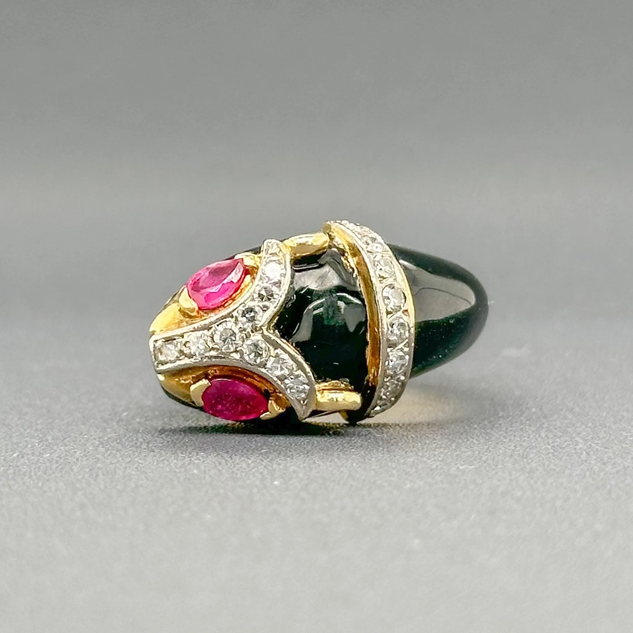 Estate 9K Y Gold 0.48ctw Ruby & 0.28ctw H-I/SI1-2 Diamond Panther Ring