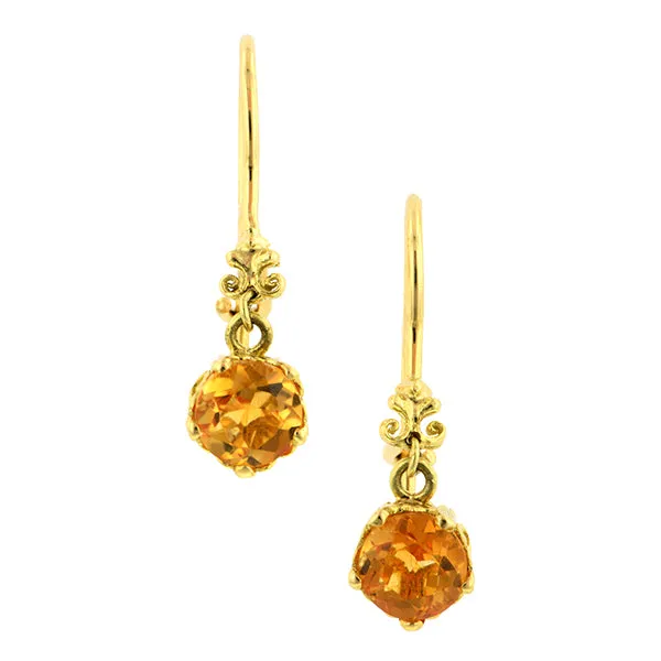 Fancy Basket Gemstone Drop Earrings 18k gold- Heirloom by Doyle & Doyle