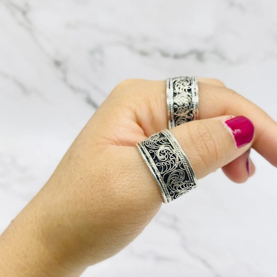 Filigree Ring, Bohemian Ring, Handmade Silver Adjustable Ring from Nepal, Unisex Band Ring, Gift for Her, Statement Ring, Hippie Ring